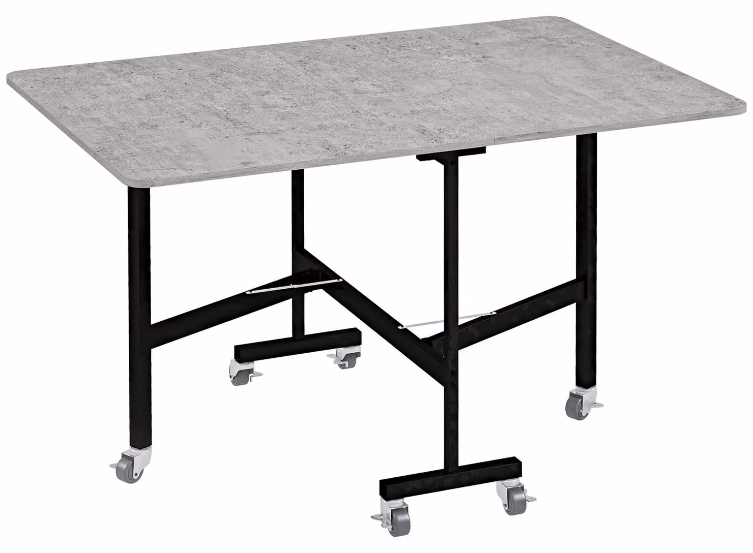 Tavolo pieghevole Moonbite per 4-6 persone, con rotelle, allungabile, dimensioni 52,5–120 × 80 × 73 cm, gambe in acciaio, capacità di carico 50 kg, piano in MDF e struttura in acciaio, colore grigio