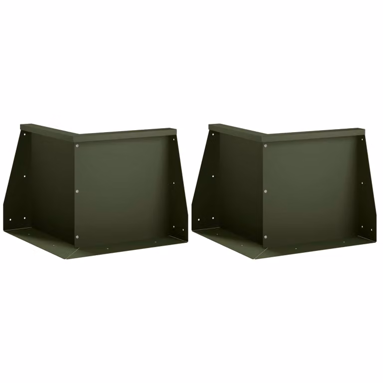 Set di 2 aiuole rialzate vidaXL in acciaio color verde oliva, L/P/H: 50 x 50 x 40 cm