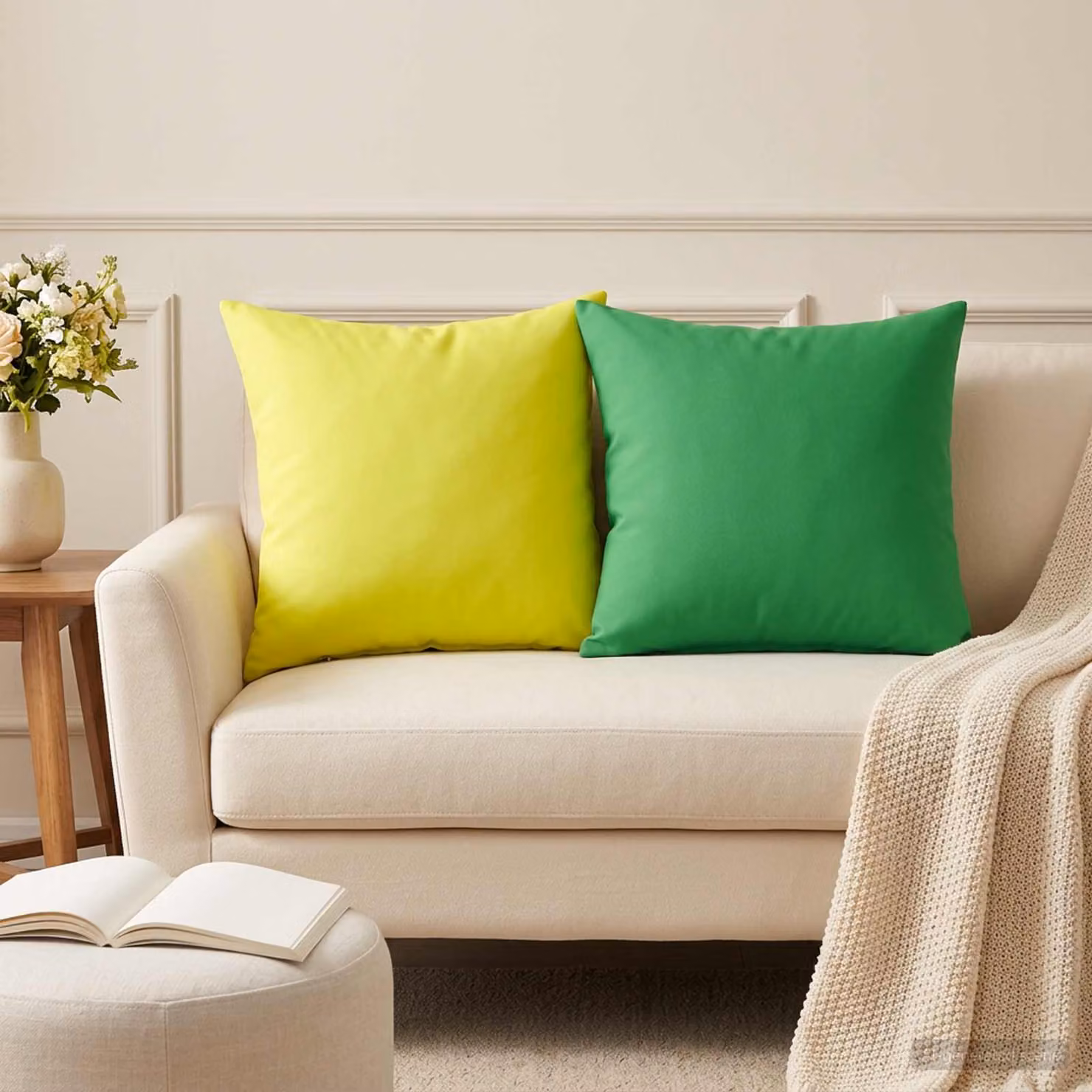 vidaXL Cuscino con cuscino HEERLEN 2 pz Verde Poliestere