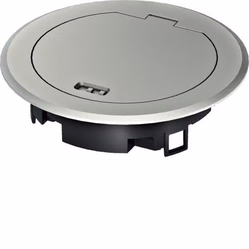 Coperchio ribaltabile in metallo per scatola da impianto R02 argento BSR02MKS hager