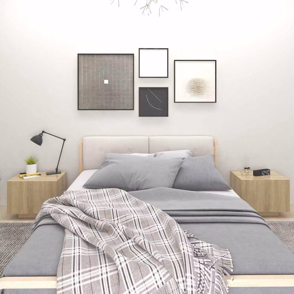 Comodino moderno vidaXL in legno Rovere Sonoma, colore beige/marrone, L: 100 cm, P: 35 cm, H: 40 cm
