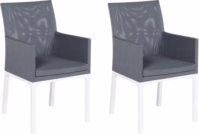 Set di 2 sedie da giardino BELIANI con rivestimento in Textilene grigio e gambe in alluminio bianco resistente ai raggi UV – 1