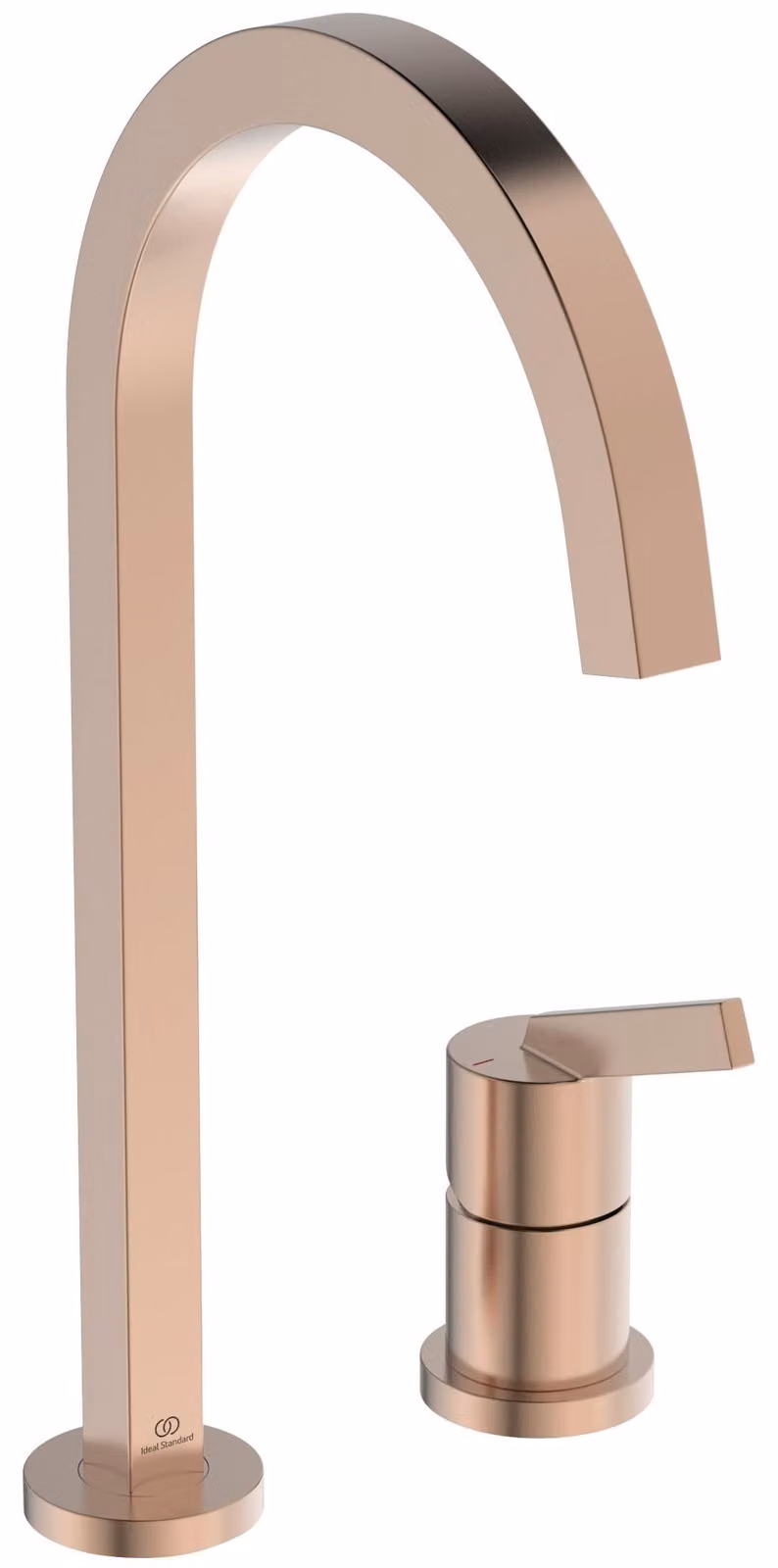 Miscelatore da cucina, 2 fori, girevole a 360°, con beccuccio alto, finitura Sunset Rose