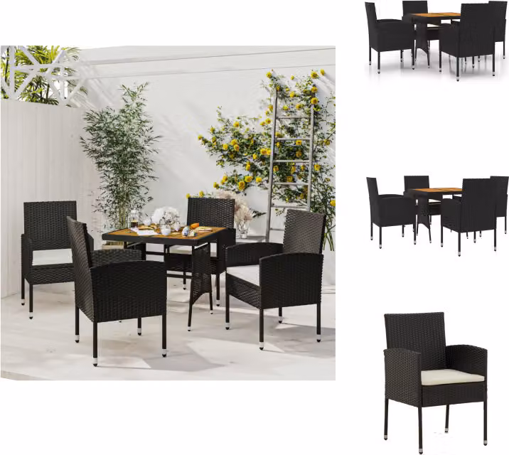 vidaXL Set da pranzo da giardino 5 pezzi in poly rattan nero - Set di mobili da giardino