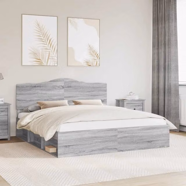 Struttura del letto Grigio Sonoma 200 x 200 cm Pino massello 3413268