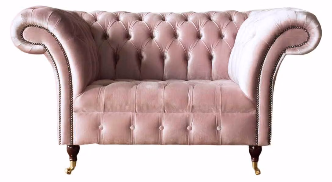 Rosa Sessel 1 Sitzer Sofa Polster Design Luxus Stoffsofas Chesterfield Textil