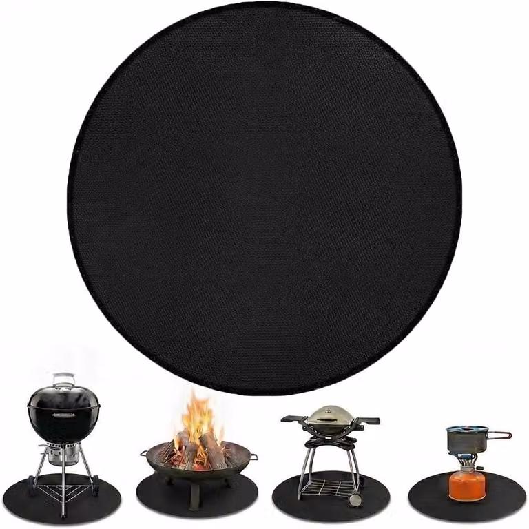 Sottopiatto rotondo ignifugo per barbecue, a 3 strati, diametro 91 cm, resistente al calore, ideale per terrazze