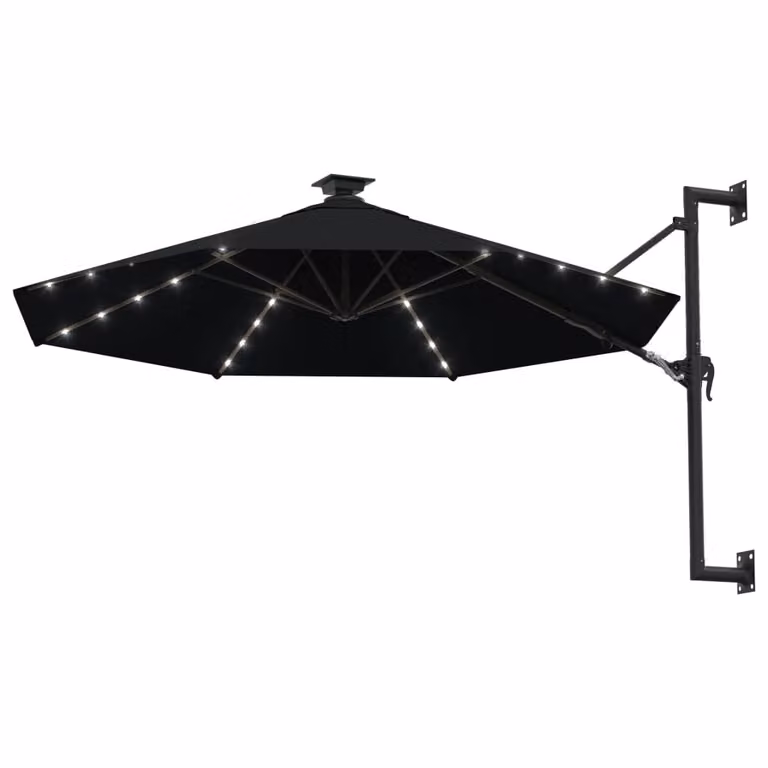 vidaXL Ombrellone da parete con LED 300 cm nero