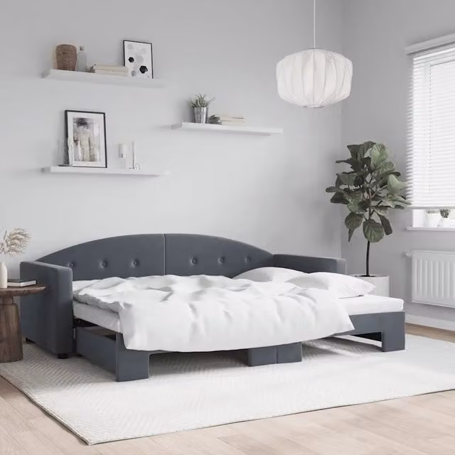 Divano Letto con Letto Estraibile vidaXL in Velluto Grigio per Soggiorno e Camera da Letto L/P/H: 222 x 90 x 75 cm
