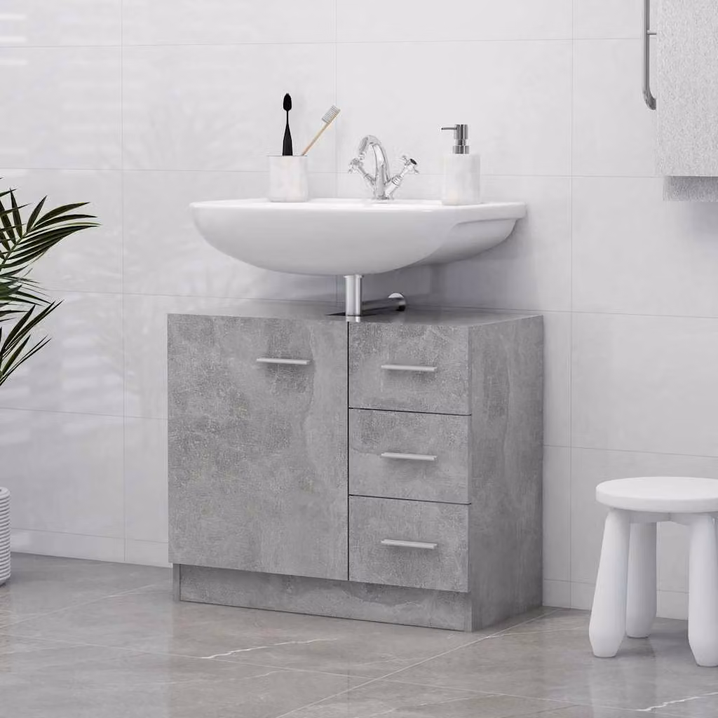 Sottolavabo mobile vidaXL in legno multistrato grigio cemento L: 63 cm, P: 30 cm, H: 54 cm
