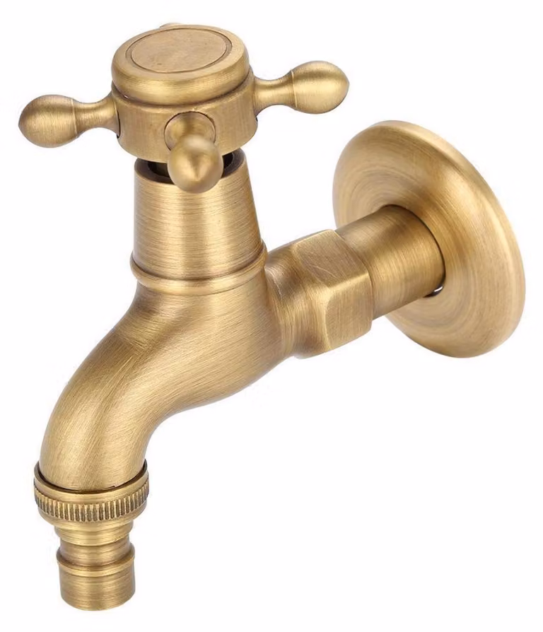 Rubinetto da parete vintage in ottone, monocomando, marca Bad