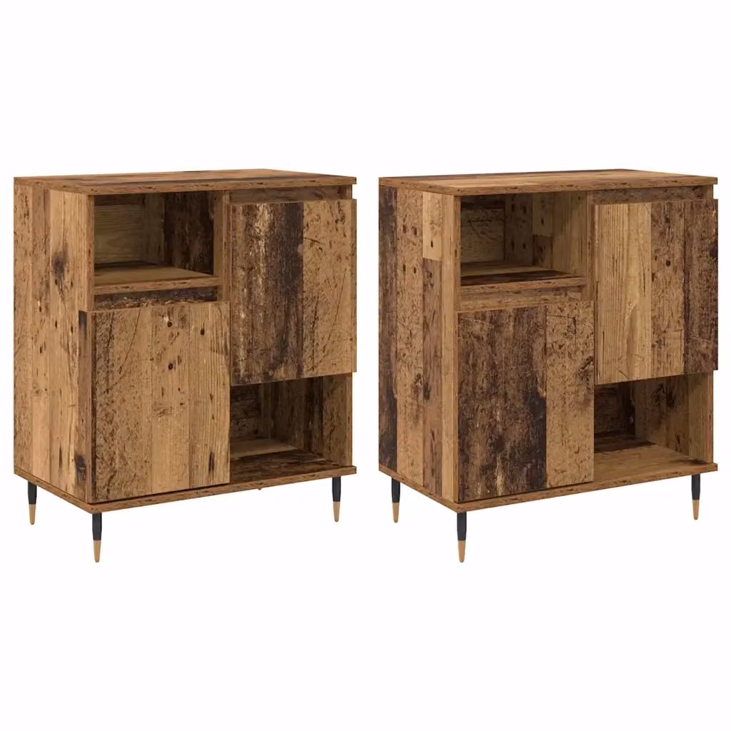 Set di 2 Sideboard vidaXL in legno vecchio e metallo, colore marrone, L 120 x P 35 x H 70 cm – 2