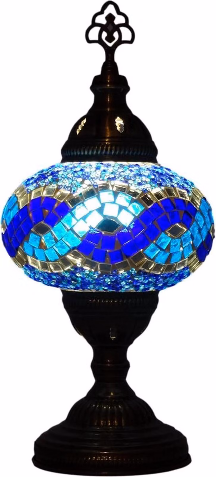 Lampada da tavolo Oosterse Mozaïek in vetro, realizzata a mano, Ø 16 cm, altezza 36 cm, per lampadine E27 fino a 40 Watt