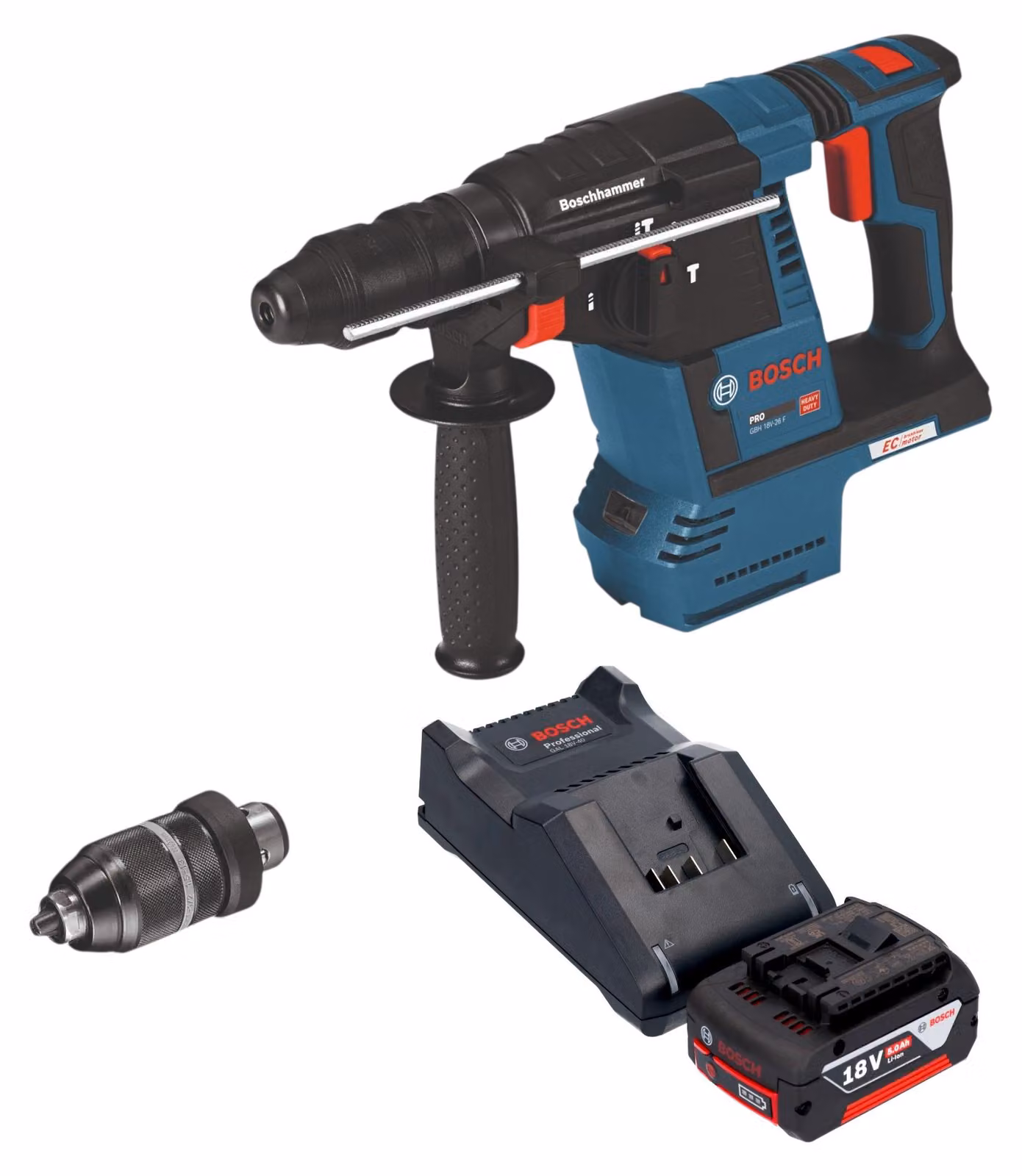 Martello perforatore a batteria Bosch GBH 18V-26 F Professional 18 V 2,6 J SDS Plus + 1 batteria da 5,0 Ah + caricabatterie