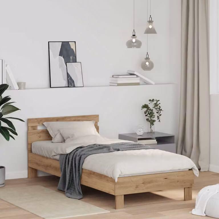 Struttura del letto moderna vidaXL in legno color rovere, L 80 cm x P 190 cm