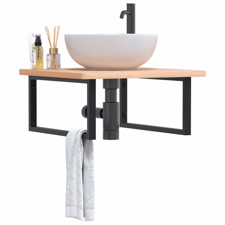 Set di 2 mensole rettangolari per lavabo vidaXL in acciaio inossidabile nere L 55 cm x P 55 cm x H 25 cm