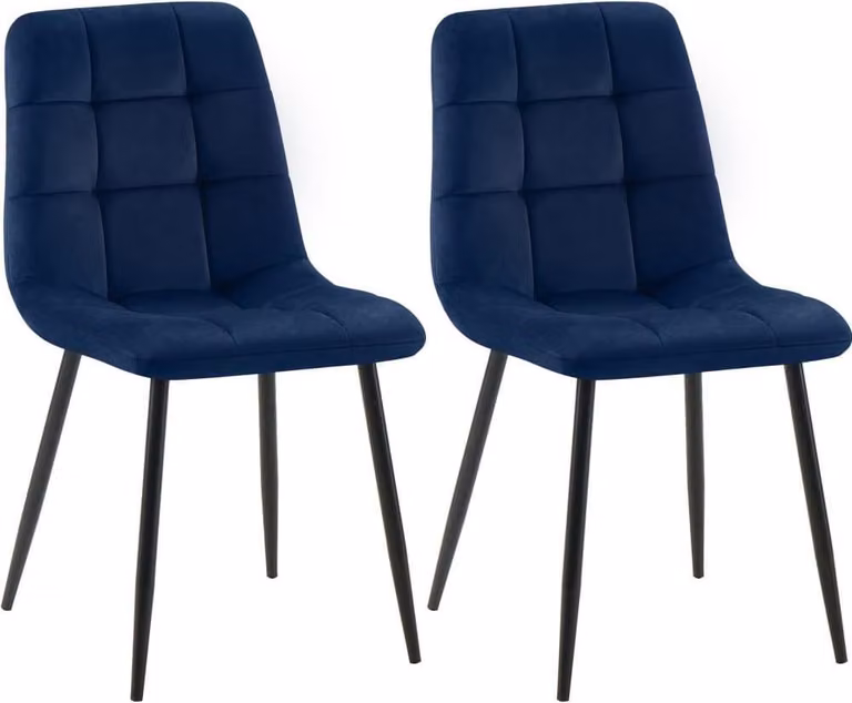 set di 2 sedie da pranzo - Sedie da cucina - Design a bassa manutenzione | Colore: blu | Materiale: morbido