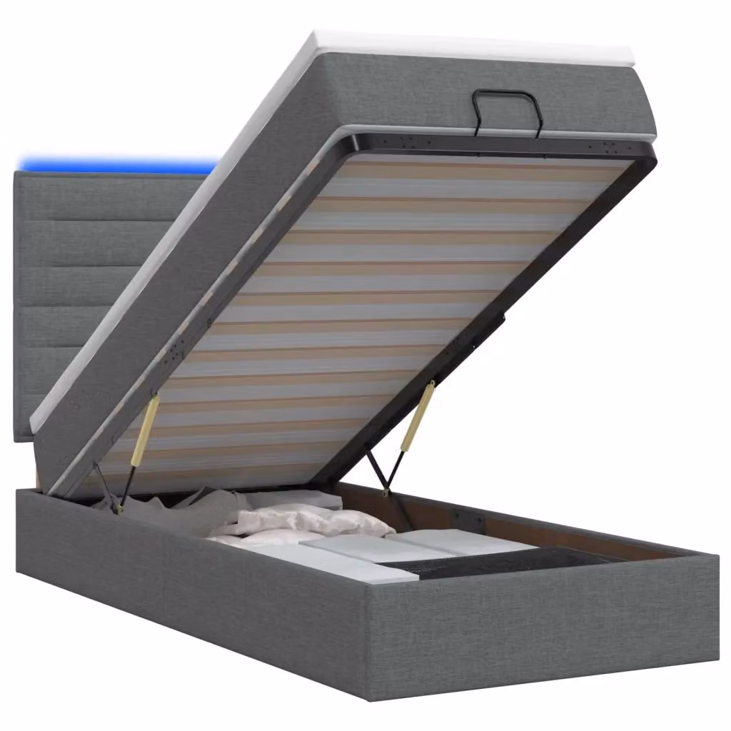 Letto Ottomano con Materasso e Illuminazione LED vidaXL, Grigio e Bianco, L 200 x P 80 x H 45 cm – 2