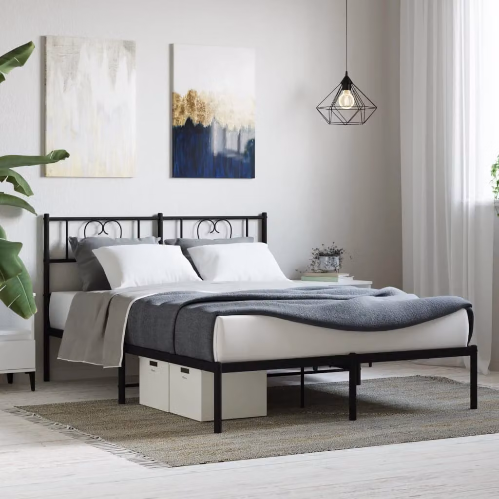 vidaXL Giroletto con Testiera in Metallo Nero L: 120 cm, P: 200 cm