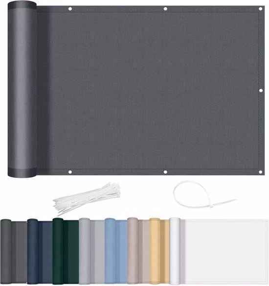 Protezione per balcone 80x800 cm - Copertura impermeabile per balcone - Tenda di protezione per interni - Bordo per balcone ben visibile - Con occhielli - Protezione dal vento - Protezione dai raggi UV - Per balcone, giardino e terrazza - Antracite