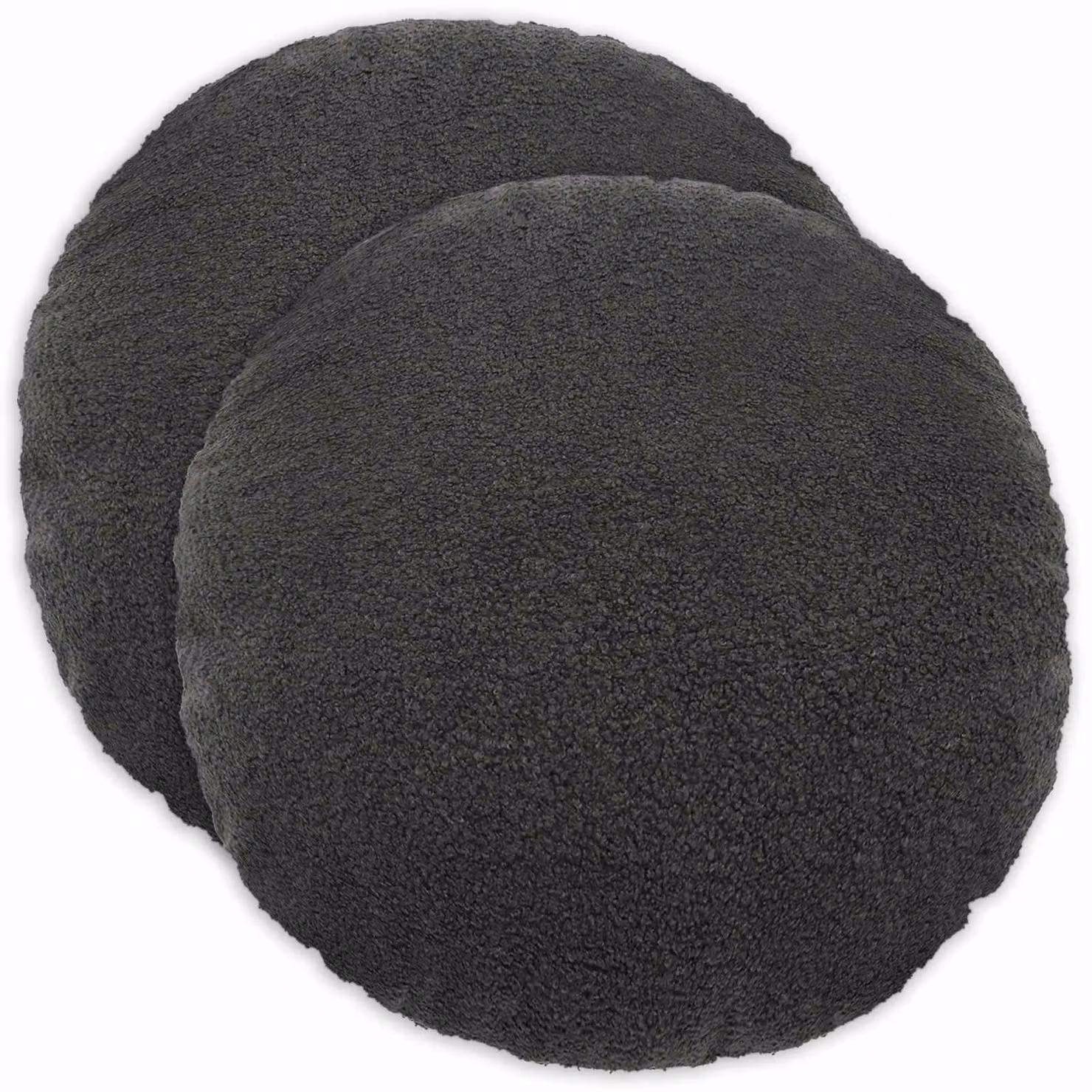 Set di 2 federe rotonde vidaXL HEERLEN in tessuto bouclé grigio scuro, Ø 40 cm