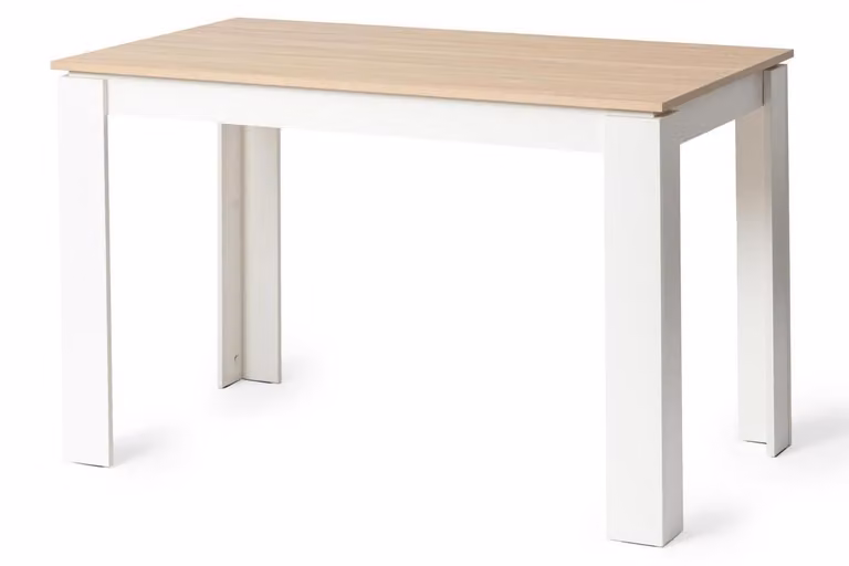 Tavolo da pranzo 120x70x75 cm, legno di quercia e bianco, per 4 persone