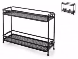 H&H Portaoggetti 2 Ripiani Loft Nero Cm 26X10Xh20,5