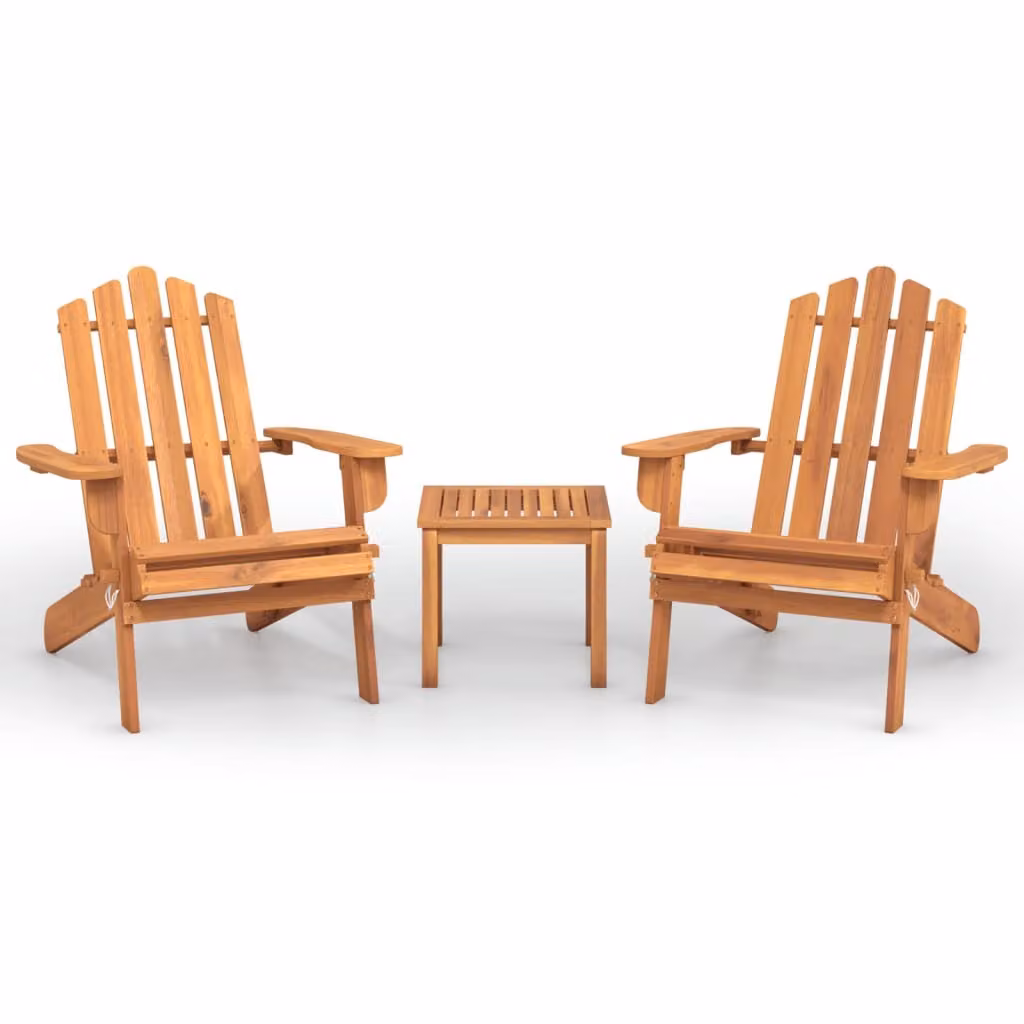 Set Salotto da Giardino Adirondack 3pz Legno Massello di Acacia