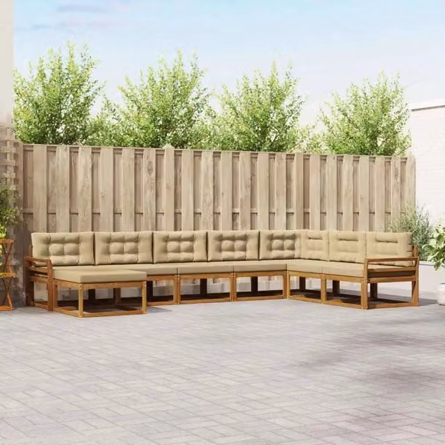 Set di divani da esterno 8 pz Naturale e Beige 3368001