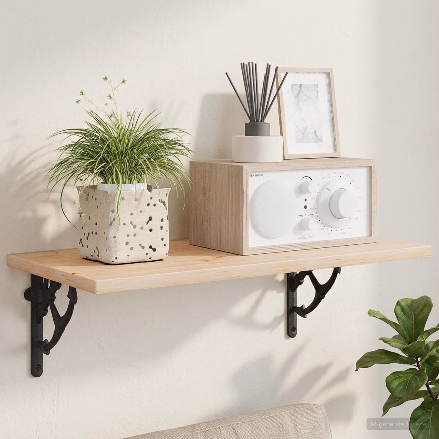 Set di 12 supporti per mensole da parete vidaXL in acciaio nero L/P/H: 21 x 21 x 3,5 cm