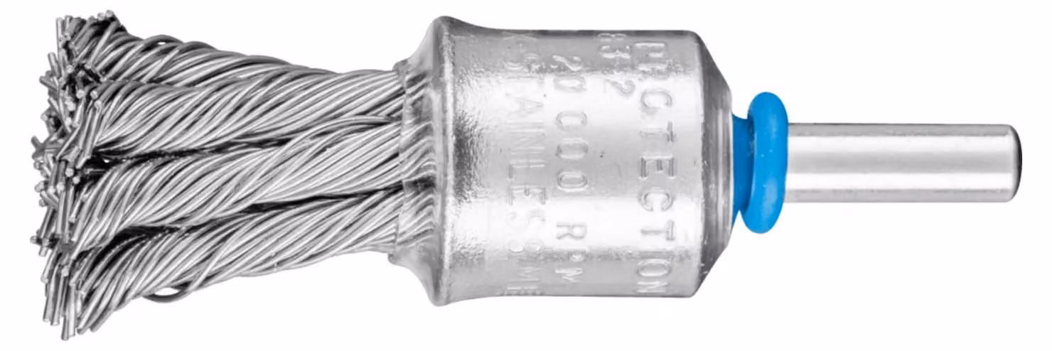 PFERD TOOLS Pennello con protezione in plastica annodata PBG Ø19 mm gambo-Ø6 mm filo in acciaio inox-Ø0,60