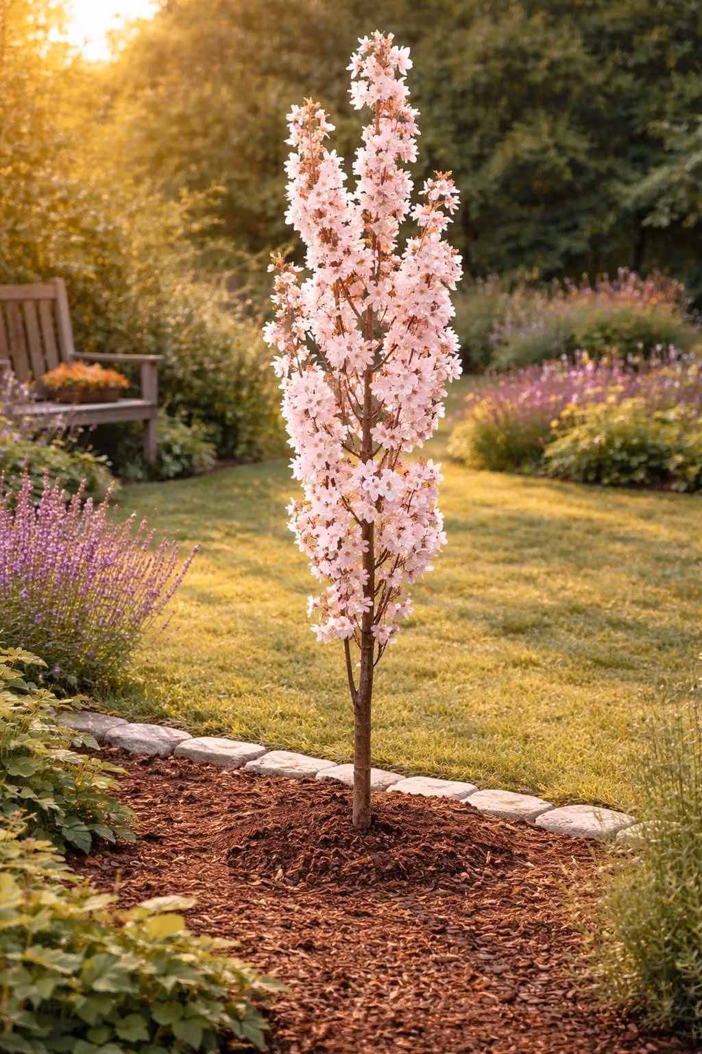 Ciliegio colonnare giapponese Amanogawa 100–120 cm – Prunus serrulata, fiori rosa, albero ornamentale slanciato per giardino e terrazza