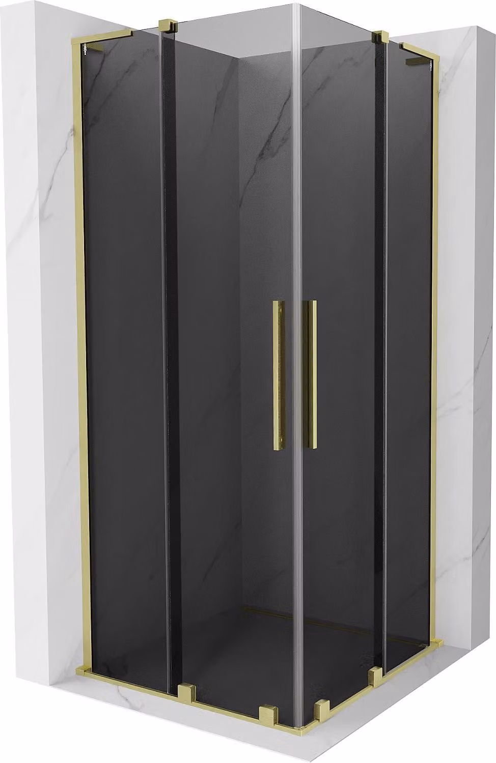 Mexen Velar L Duo cabina doccia scorrevole 80 x 80 cm, grafite, oro spazzolato - 871-080-080-02-43-55