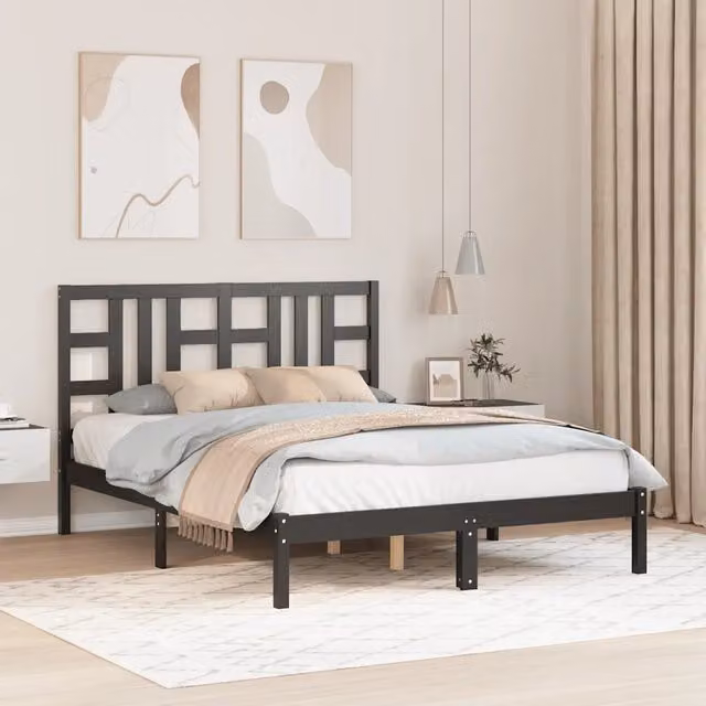 Giroletto vidaXL in legno massello di pino nero con doghe fisse L/P/H: 195.5 x 140 x 31 cm – 1