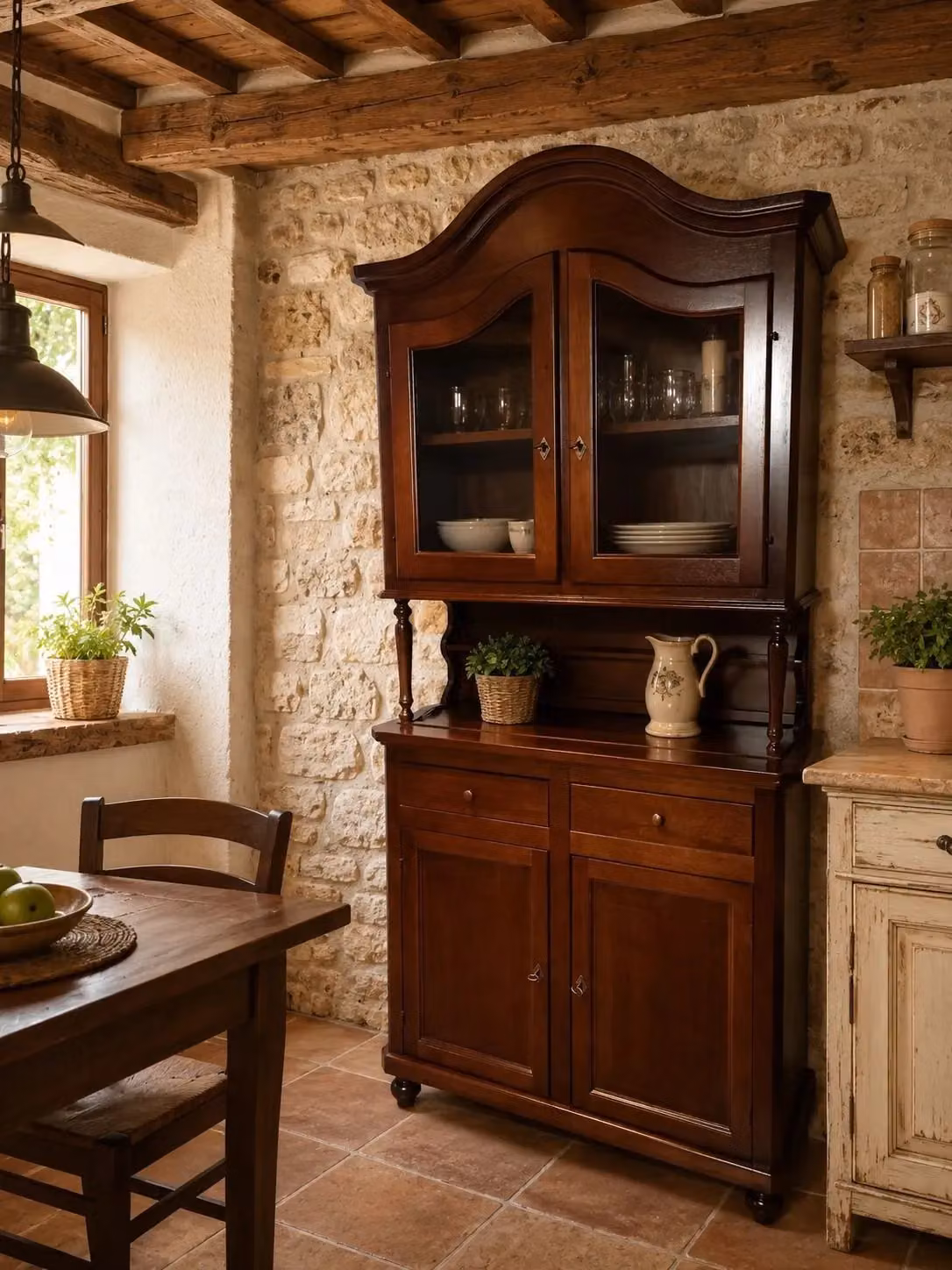 Cristalliera napoletana Mobili 2G con 2 ante in legno color noce L: 104 cm, P: 43 cm, H: 215 cm – 2