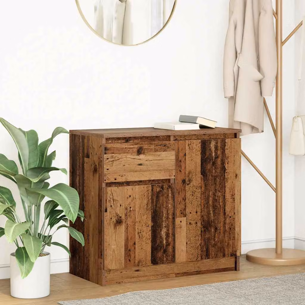 Credenza con cassetto vidaXL in legno antico marrone L: 71 cm, P: 35 cm, H: 65 cm