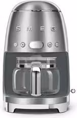 Macchina da caffè americano Smeg 50 Style Silver 1050W con caraffa in vetro e dettagli in acciaio inox DCF02SSEU
