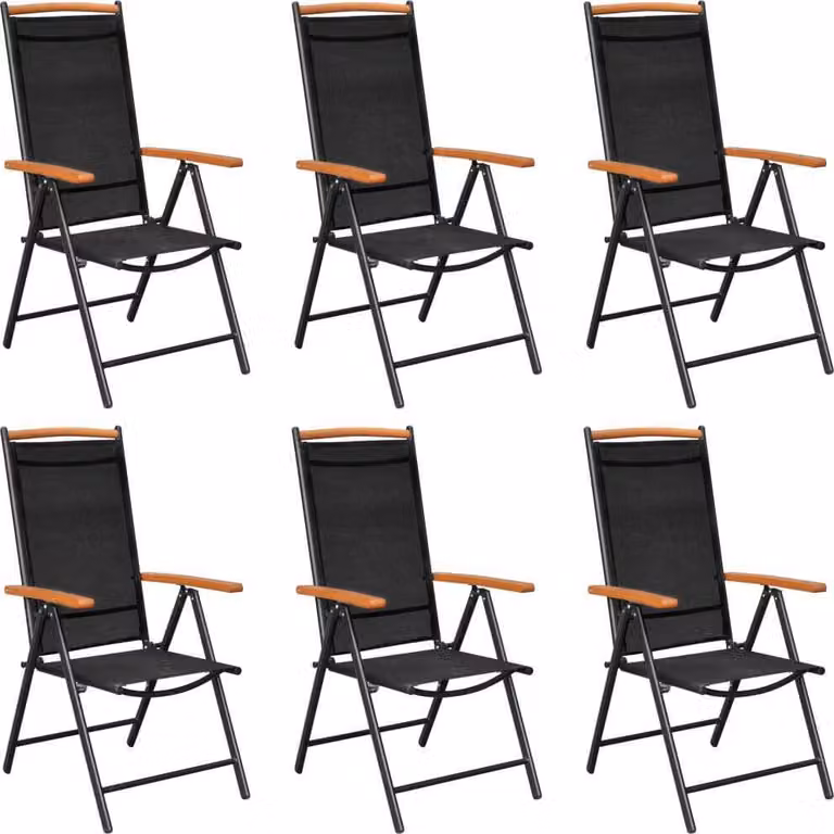 Set Mobili da Pranzo da Giardino 7 pz in Alluminio Nero