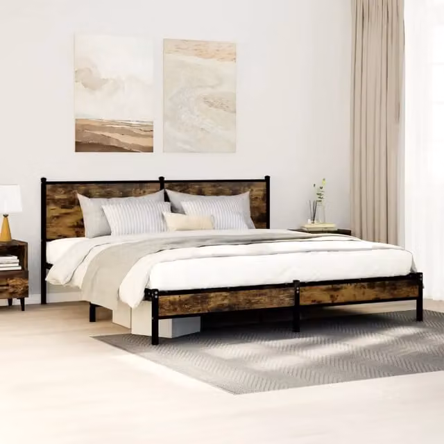 Giroletto in metallo e rovere fumo vidaXL L/P: 180 x 200 cm