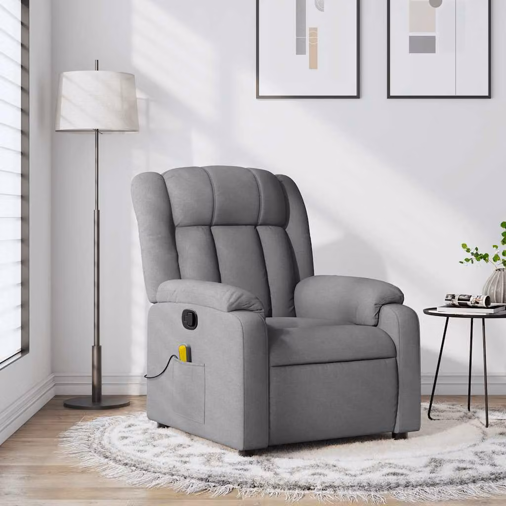 vidaXL Poltrona Reclinabile Relax in Tessuto Grigio con Braccioli e Regolazione Manuale