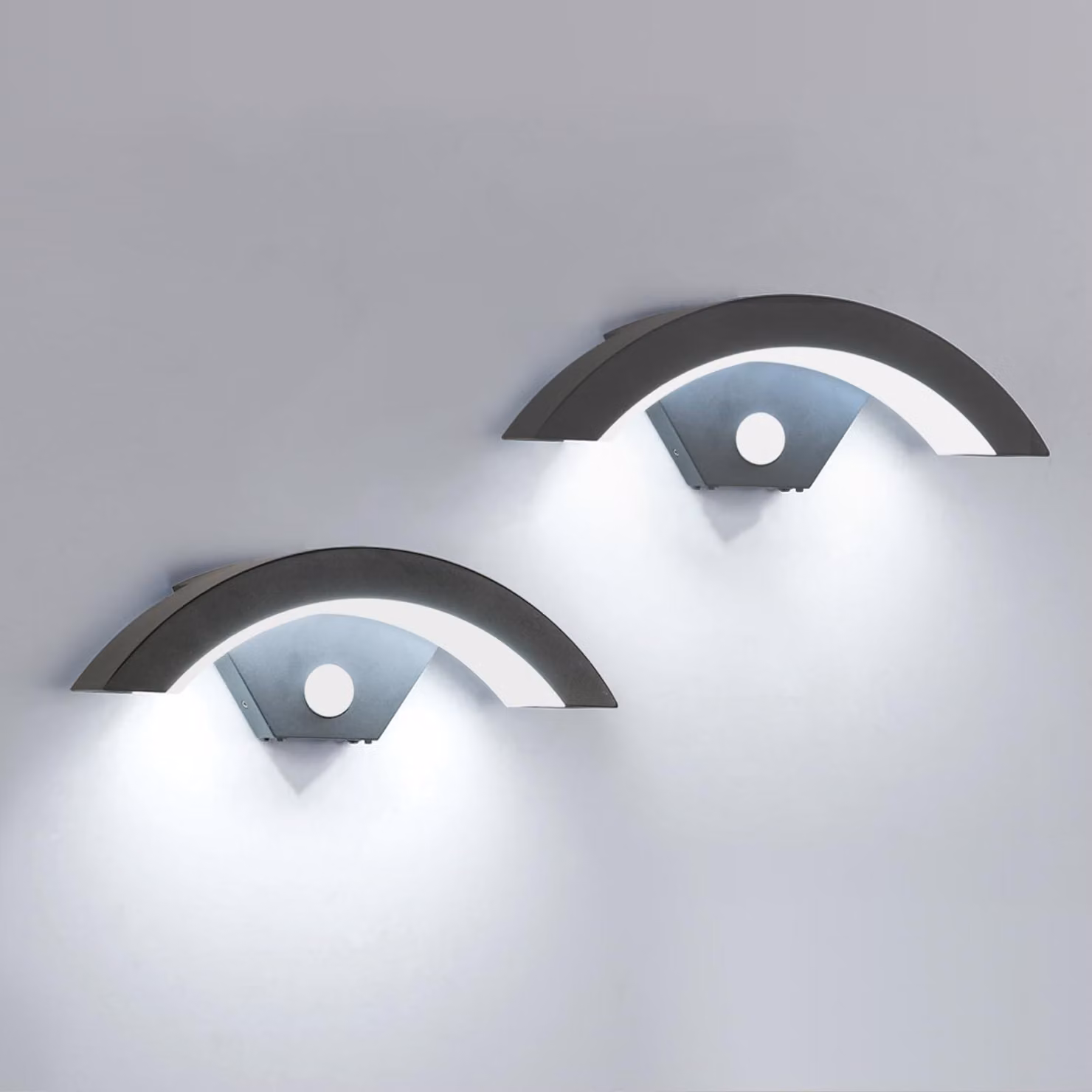 Lampada da parete esterna a LED, 24W, grado di protezione IP65, confezione da 2, colore nero, con sensore di movimento