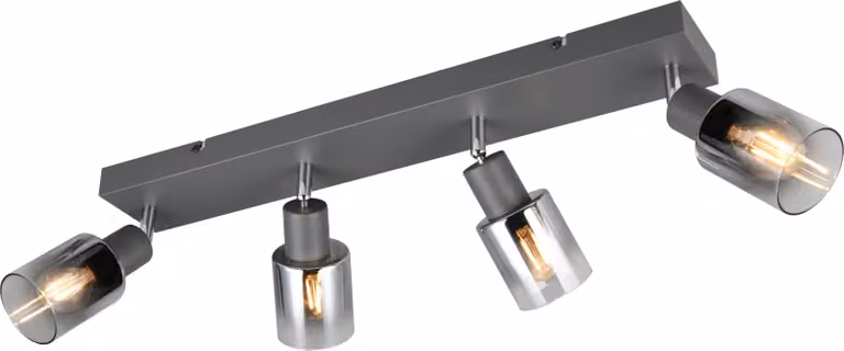 Reality Faretto da soffitto 4 luci Spot Cadiz E14 nero metallo vetro