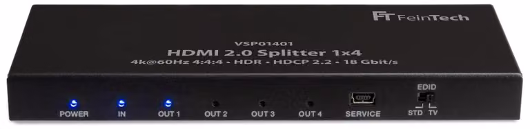 Splitter HDMI divisore HDMI - 1 a 4 - 4K 60Hz - HDR - Controllo EDID - Per 4 schermi