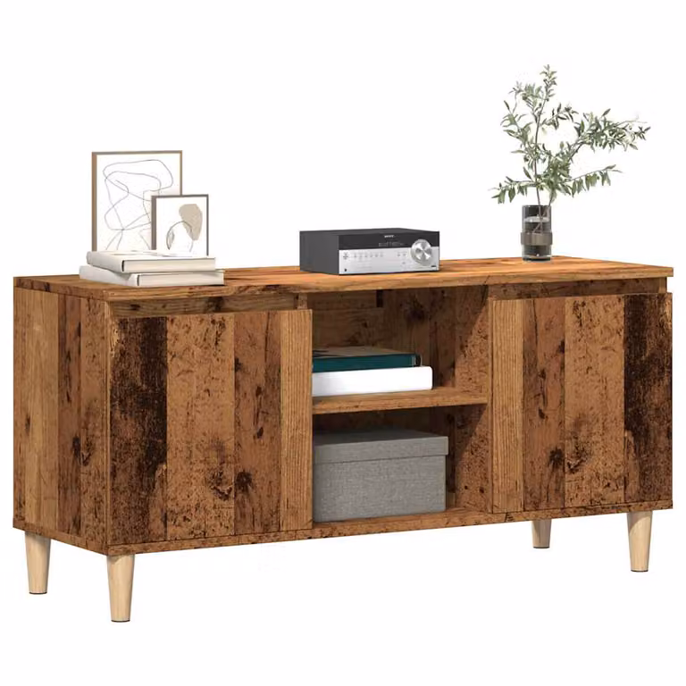 Mobile Porta TV vidaXL in Legno Antico Marrone con Ripiani per Soggiorno o Camera da Letto L 102 x P 35 x H 50 cm