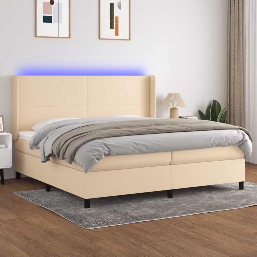 Maison Exclusive - Letto a Molle Materasso e LED bianco 200x200cm in Tessuto