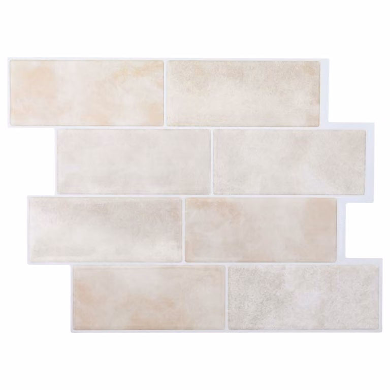 Set di 20 piastrelle metro effetto marmo beige vidaXL per parete, L: 29 cm, H: 21 cm, finitura lucida