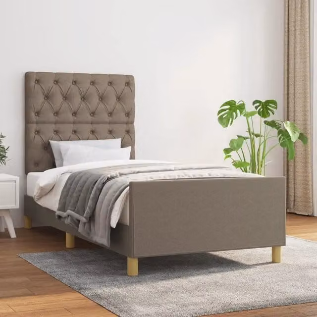 Struttura Letto Design Mania in Legno di Larice e Tessuto Beige L/P/H: 80 x 200 x 83 cm – 1