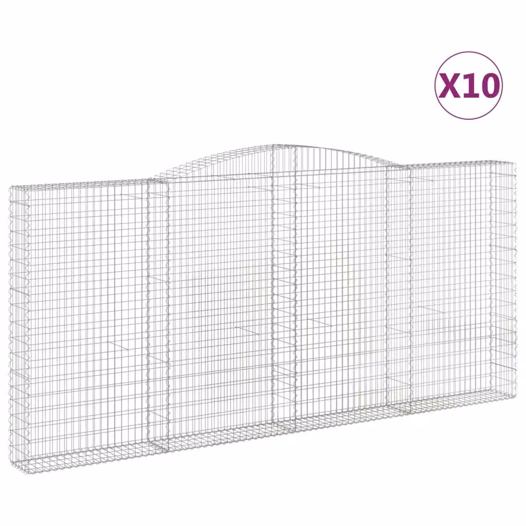 Cesti Gabbioni ad Arco 10 pz 400x30x180/200 cm Ferro Zincato
