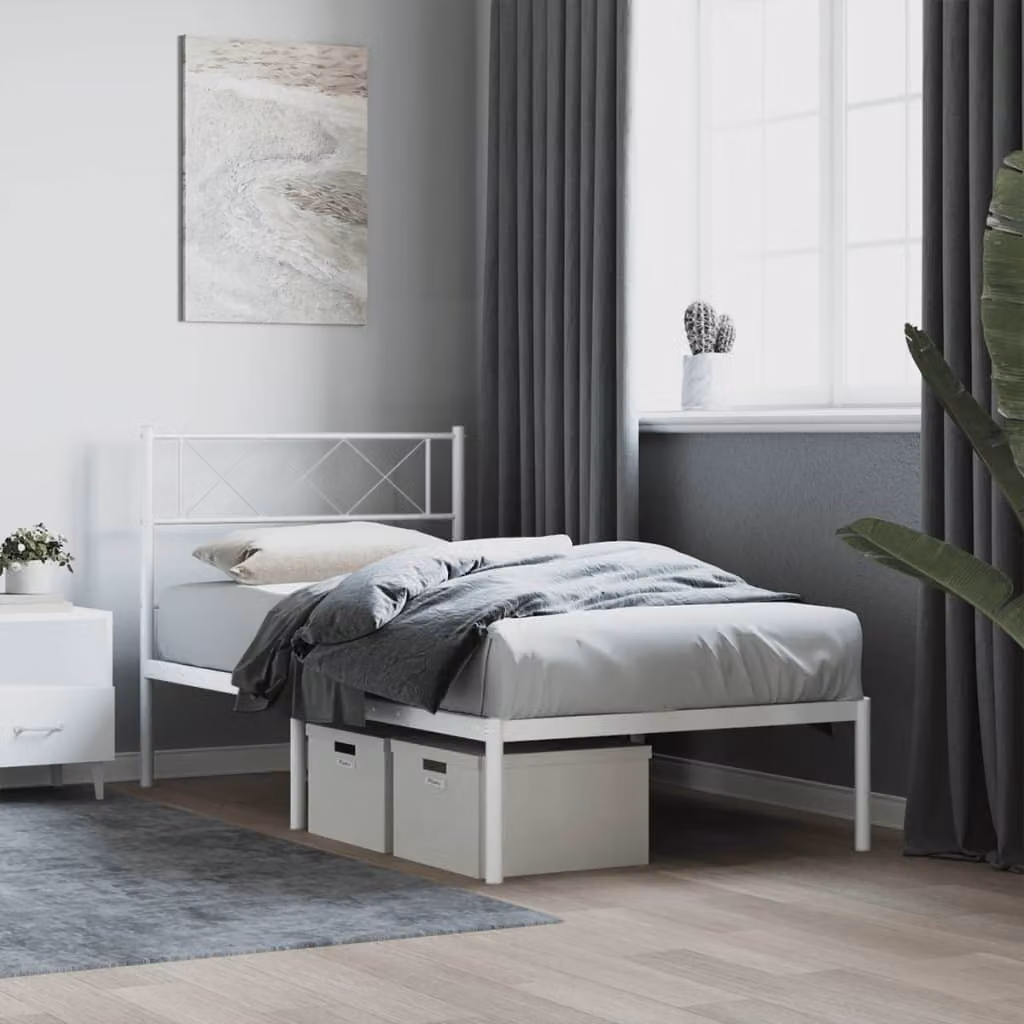 vidaXL Giroletto con Testiera in Metallo Bianco L 80 x P 200 cm