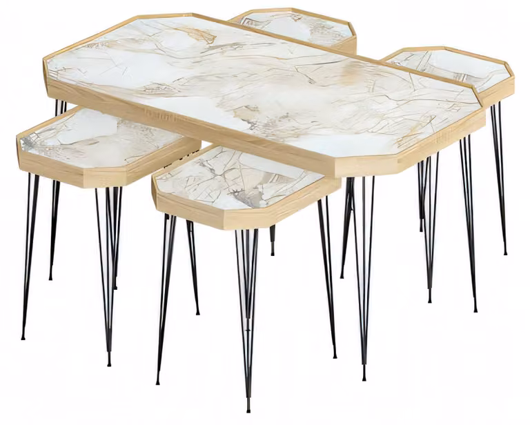 Couchtisch aus Holz in Beige modern eleganter Wohnstil